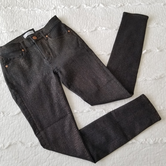 LOFT Skinny Slim Pocket Glitter Jeans 24/00 NWT Sparkle! - Picture 1 of 9